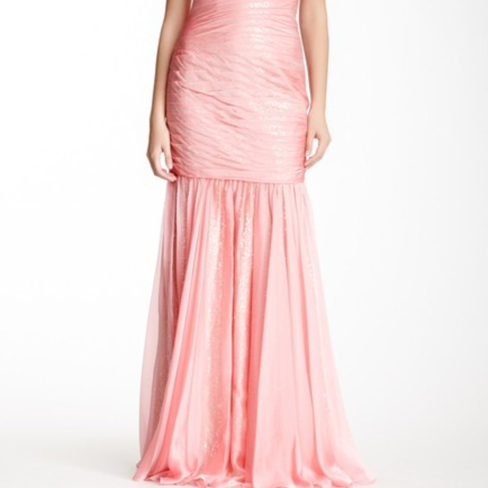 La Femme pink sequin chiffon gown dress size 2 - Picture 3 of 9